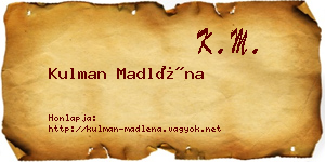 Kulman Madléna névjegykártya